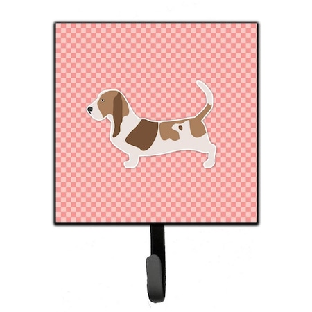 Carolines Treasures Basset Hound Checkerboard Pink Leash or Key Holder BB3602SH4